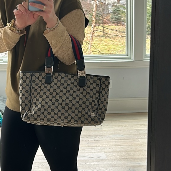 Gucci Navy Red Tote Handle Bag - Picture 17 of 17